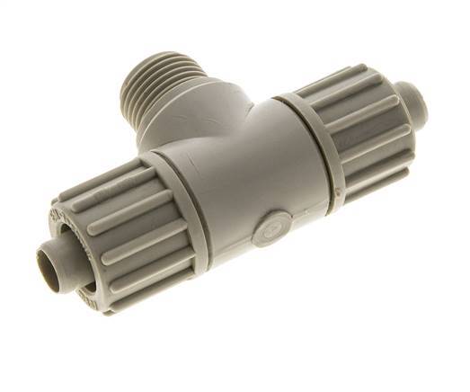 16x10mm & G1/2'' PP T-Shape Tee Compression Fitting with Male Threads 10 bar PVC and PA