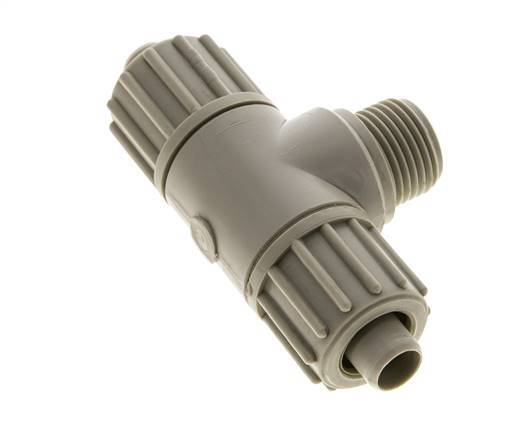 16x10mm & G1/2'' PP T-Shape Tee Compression Fitting with Male Threads 10 bar PVC and PA