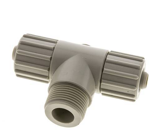 15x9mm & G3/4'' PP T-Shape Tee Compression Fitting with Male Threads 10 bar PVC and PA