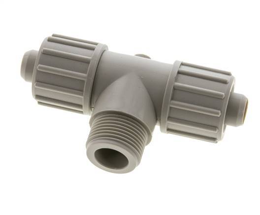 20x13mm & G3/4'' PP T-Shape Tee Compression Fitting with Male Threads 10 bar PVC and PA