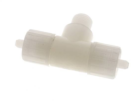 10x4mm & G1/4'' PVDF T-Shape Tee Compression Fitting with Male Threads 10 bar PVC and PA