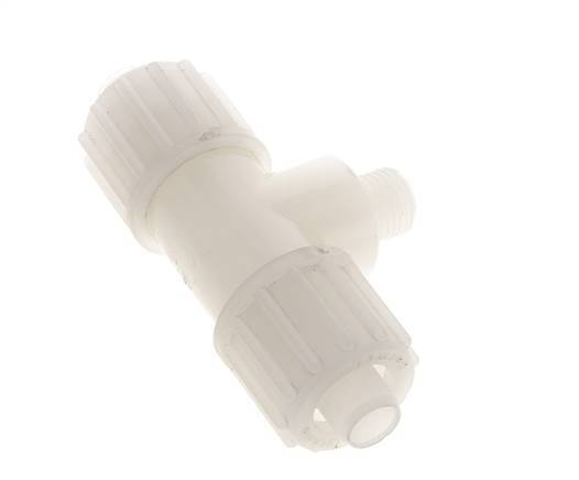 16x10mm & G1/4'' PVDF T-Shape Tee Compression Fitting with Male Threads 10 bar PVC and PA