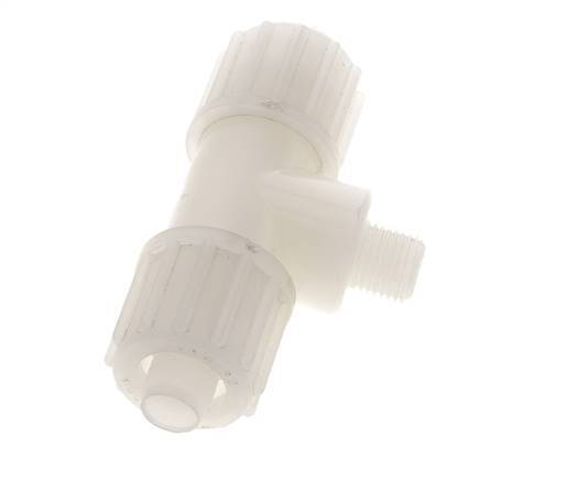 16x10mm & G1/4'' PVDF T-Shape Tee Compression Fitting with Male Threads 10 bar PVC and PA