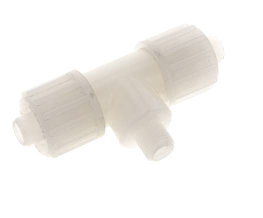 16x10mm & G1/4'' PVDF T-Shape Tee Compression Fitting with Male Threads 10 bar PVC and PA