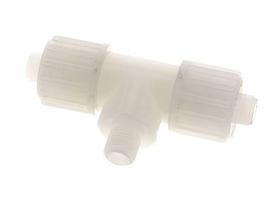 16x10mm & G1/4'' PVDF T-Shape Tee Compression Fitting with Male Threads 10 bar PVC and PA