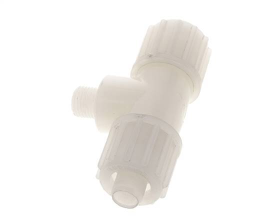 16x10mm & G1/4'' PVDF T-Shape Tee Compression Fitting with Male Threads 10 bar PVC and PA