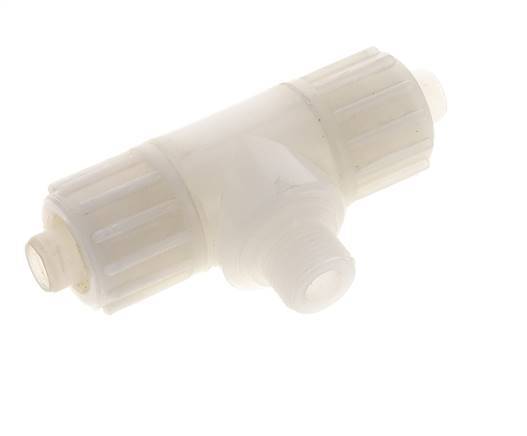 16x10mm & G3/8'' PVDF T-Shape Tee Compression Fitting with Male Threads 10 bar PVC and PA
