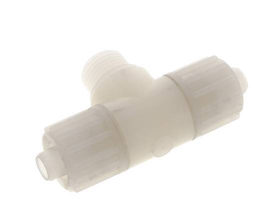 16x10mm & G1/2'' PVDF T-Shape Tee Compression Fitting with Male Threads 10 bar PVC and PA