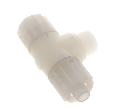 16x10mm & G1/2'' PVDF T-Shape Tee Compression Fitting with Male Threads 10 bar PVC and PA