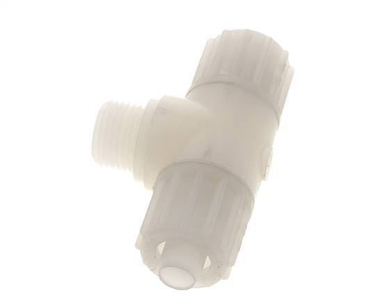 16x10mm & G1/2'' PVDF T-Shape Tee Compression Fitting with Male Threads 10 bar PVC and PA