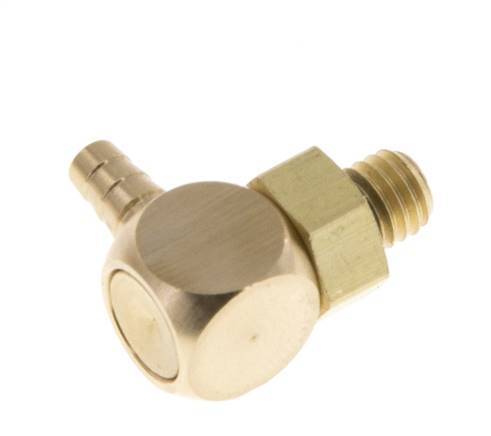 3 mm & M5 Brass Elbow Hose Barb with Male Threads NBR Rotatable [2 Pieces]