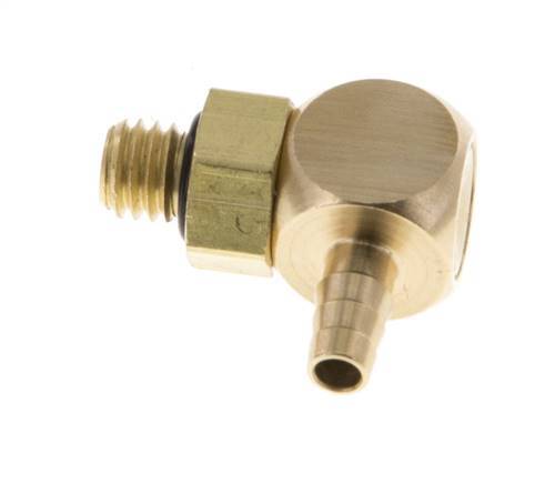 3 mm & M5 Brass Elbow Hose Barb with Male Threads NBR Rotatable [2 Pieces]
