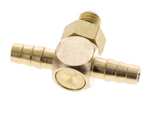 4 mm & M5 Brass Tee Hose Barb with Male Threads NBR