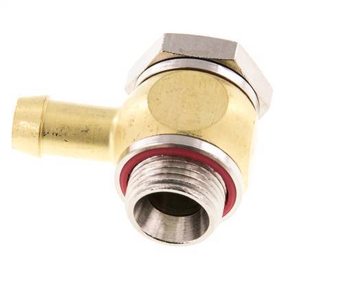 9 mm (3/8'') & G3/8'' Brass Elbow Hose Barb with Male Threads Elastomer Rotatable
