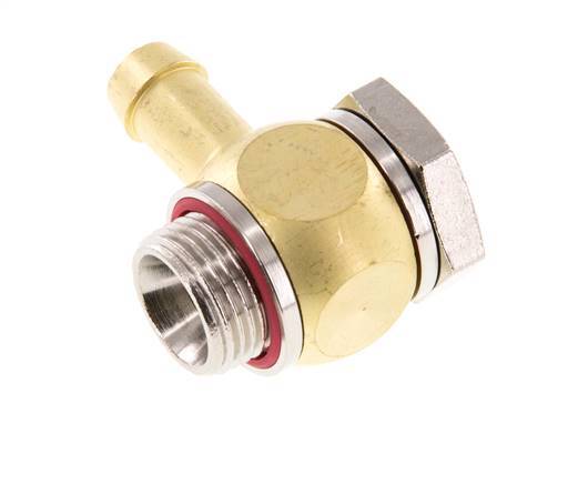 9 mm (3/8'') & G3/8'' Brass Elbow Hose Barb with Male Threads Elastomer Rotatable