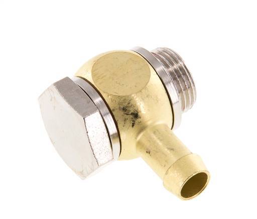 9 mm (3/8'') & G3/8'' Brass Elbow Hose Barb with Male Threads Elastomer Rotatable