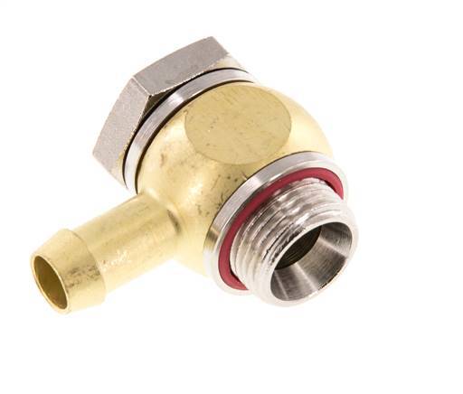 9 mm (3/8'') & G3/8'' Brass Elbow Hose Barb with Male Threads Elastomer Rotatable