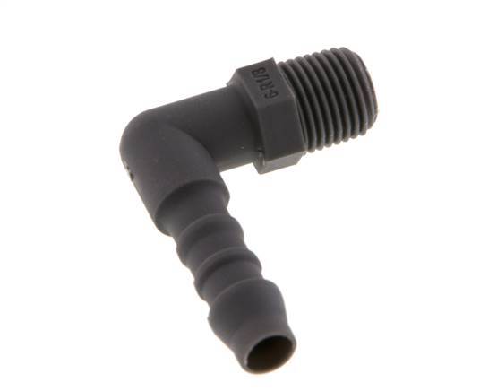 6 mm (1/4'') & R1/8'' PA 6 Elbow Hose Barb with Male Threads [10 Pieces]