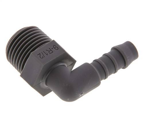 9 mm (3/8'') & R1/2'' PA 6 Elbow Hose Barb with Male Threads [5 Pieces]