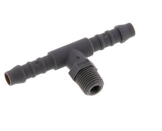 6 mm (1/4'') & R1/8'' PA 6 Tee Hose Barb with Male Threads [10 Pieces]
