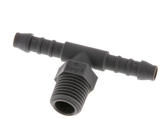 6 mm (1/4'') & R1/4'' PA 6 Tee Hose Barb with Male Threads [10 Pieces]