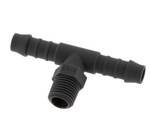 9 mm (3/8'') & R1/4'' PA 6 Tee Hose Barb with Male Threads [10 Pieces]