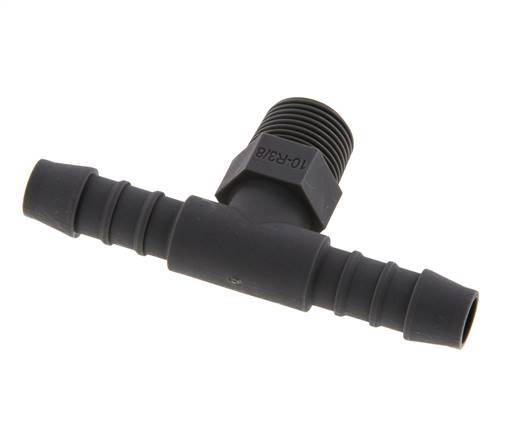10 mm & R3/8'' PA 6 Tee Hose Barb with Male Threads [5 Pieces]