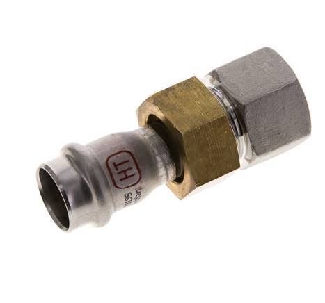 Union Press Fitting - 18mm Female & Rp 3/4'' Female - Stainless Steel Flat Sealing