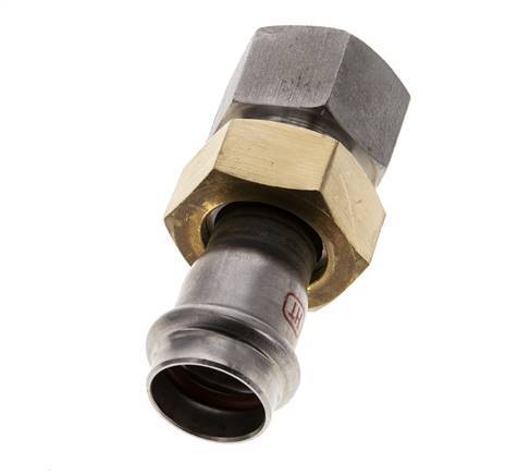 Union Press Fitting - 22mm Female & Rp 1'' Female - Stainless Steel Flat Sealing