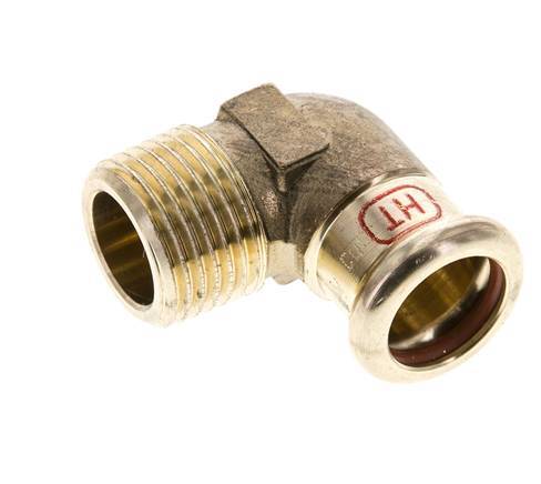 90deg Elbow Press Fitting - 15mm Female & R 1/2'' Male - Copper alloy