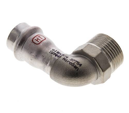 90deg Elbow Press Fitting - 18mm Female & R 3/4'' Male - Stainless Steel