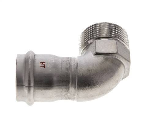 90deg Elbow Press Fitting - 35mm Female & R 1-1/4'' Male - Stainless Steel