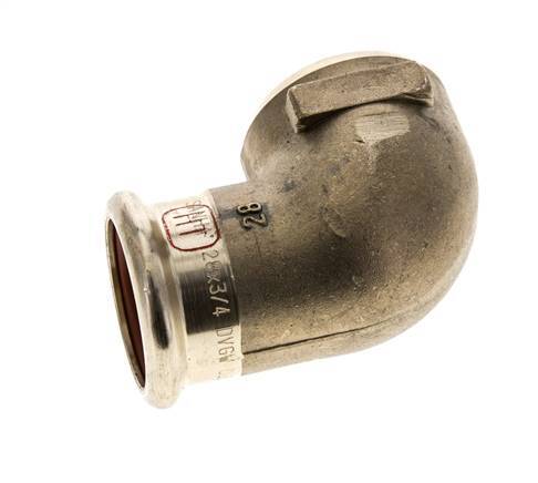90deg Elbow Press Fitting - 28mm Female & Rp 3/4'' Female - Copper alloy