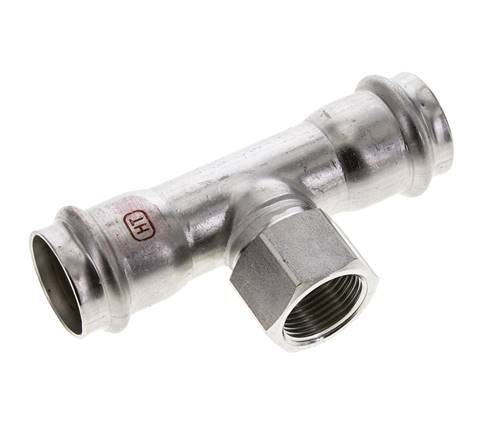 Tee Press Fitting - 28mm Female & Rp 3/4'' Female - Stainless Steel