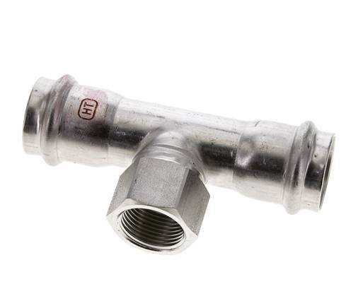 Tee Press Fitting - 28mm Female & Rp 3/4'' Female - Stainless Steel