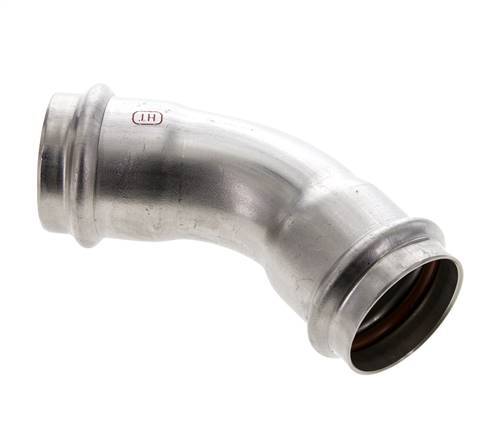 45deg Elbow Press Fitting - 42mm Female - Stainless Steel