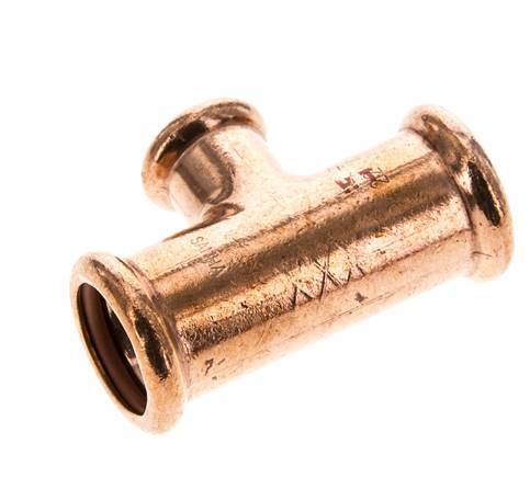 Tee Press Fitting - 15mm Female & 22mm - Copper alloy