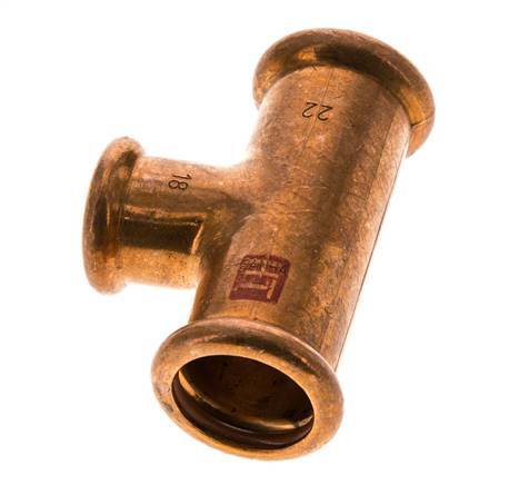 Tee Press Fitting - 18mm Female & 22mm - Copper alloy