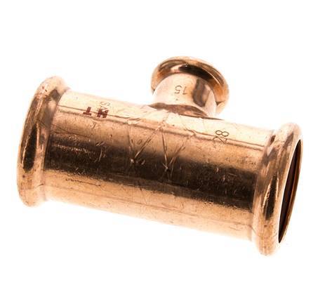 Tee Press Fitting - 15mm Female & 28mm - Copper alloy