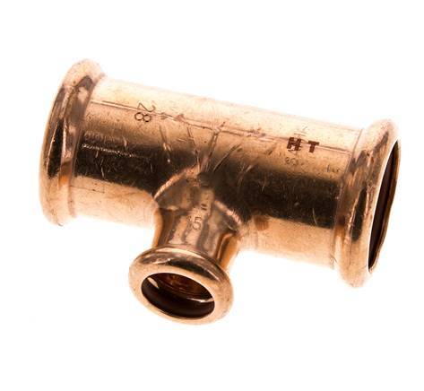 Tee Press Fitting - 15mm Female & 28mm - Copper alloy