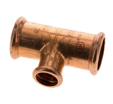 Tee Press Fitting - 18mm Female & 28mm - Copper alloy