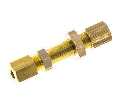 4mm Brass Straight Compression Fitting Bulkhead 150 bar DIN EN 1254-2