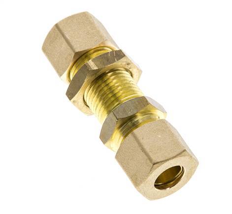 10mm Brass Straight Compression Fitting Bulkhead 95 bar DIN EN 1254-2