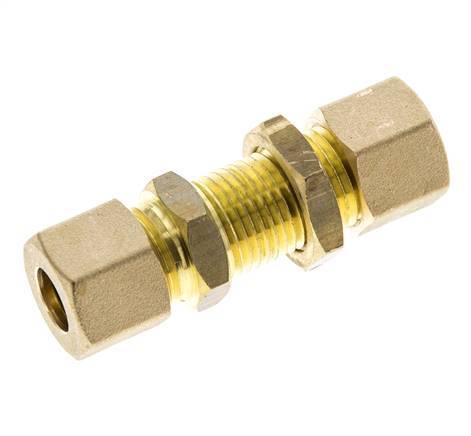 10mm Brass Straight Compression Fitting Bulkhead 95 bar DIN EN 1254-2