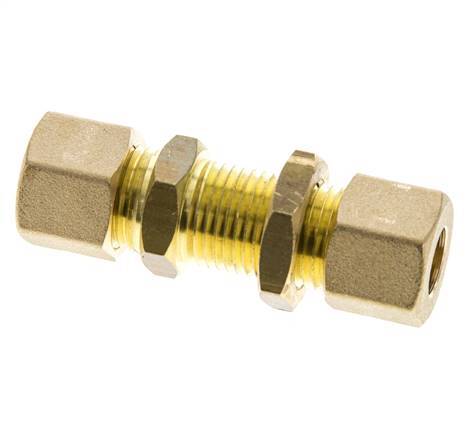10mm Brass Straight Compression Fitting Bulkhead 95 bar DIN EN 1254-2