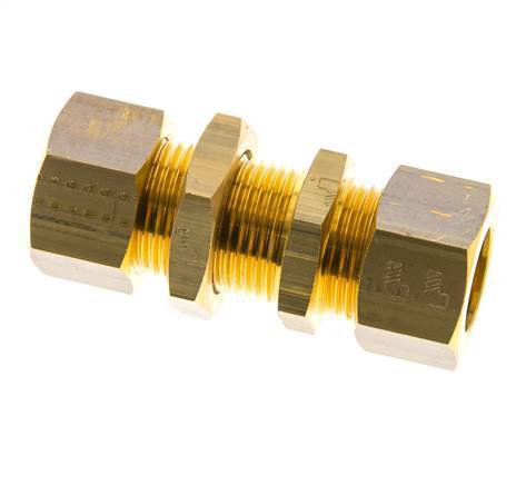 15mm Brass Straight Compression Fitting Bulkhead 82 bar DIN EN 1254-2