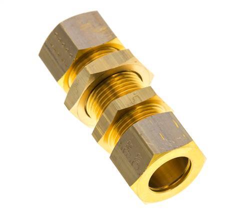 15mm Brass Straight Compression Fitting Bulkhead 82 bar DIN EN 1254-2