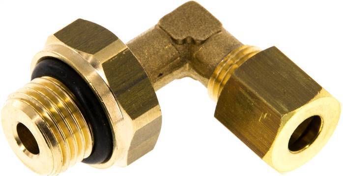 6mm & G1/4'' Brass Elbow Compression Fitting with Male Threads 150 bar NBR Adjustable DIN EN 1254-2
