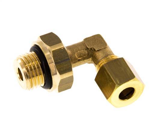 6mm & G1/4'' Brass Elbow Compression Fitting with Male Threads 150 bar NBR Adjustable DIN EN 1254-2