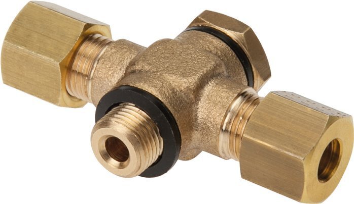 10mm & G3/8'' Brass T-Shape Tee Compression Fitting with Male Threads 95 bar Zinc plated Steel, with NBR insert DIN EN 1254-2